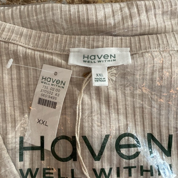 HAVEN Sleepwear, Size XXL, Wide Rib Modal Top in Fawn Heather, NWTag + Mfg Pkg - Picture 3 of 7